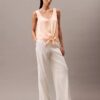 Tanktop aus geknittertem Satin mit Bindeband vorne