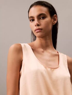 Tanktop aus geknittertem Satin mit Bindeband vorne