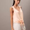 Tanktop aus geknittertem Satin mit Bindeband vorne