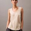 Tanktop aus geknittertem Satin mit Print