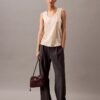 Tanktop aus geknittertem Satin mit Print