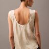 Tanktop aus geknittertem Satin mit Print