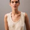 Tanktop aus geknittertem Satin mit Print