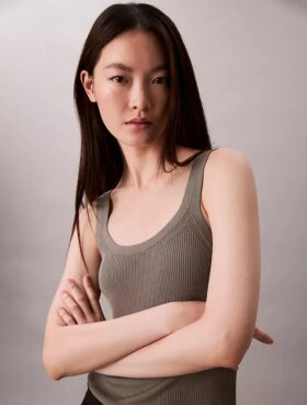 Tanktop aus Viskosemischung mit geripptem Saum