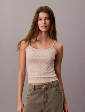 Tanktop mit durchgehendem Monogram und konturierten Rippen