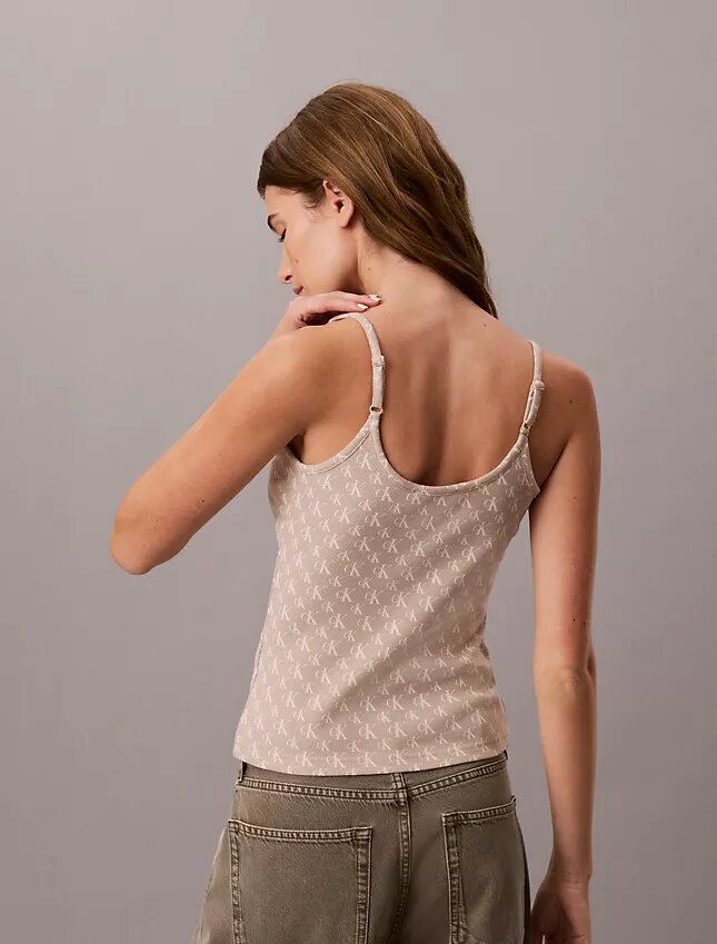Tanktop mit durchgehendem Monogram und konturierten Rippen Tanktop mit durchgehendem Monogram und konturierten Rippen