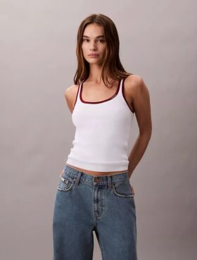 Tanktop mit kontrastfarbener Rippbündung