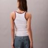 Tanktop mit kontrastfarbener Rippbündung