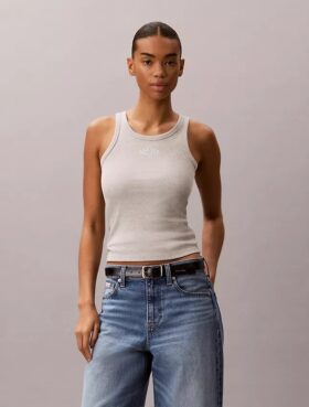 Tanktop mit Logo-Grafik und konturierten Rippen