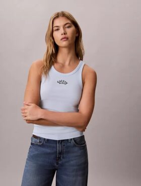 Tanktop mit Logo-Grafik und konturierten Rippen
