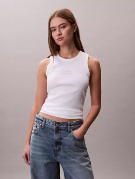 Tanktop mit Logo-Grafik und Rippbündchen