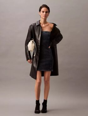 Trägerloses Denim-Minikleid