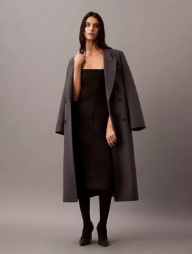 Trägerloses Kleid aus gebürsteter Wollmischung