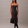 Trägerloses Kleid aus gebürsteter Wollmischung