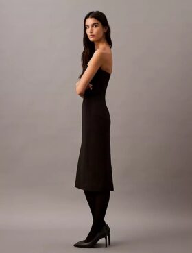 Trägerloses Kleid aus gebürsteter Wollmischung