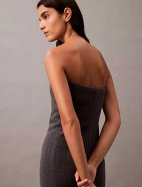 Trägerloses Kleid aus gebürsteter Wollmischung