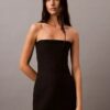 Trägerloses Kleid aus gebürsteter Wollmischung
