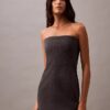 Trägerloses Kleid aus gebürsteter Wollmischung