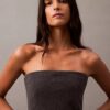Trägerloses Kleid aus gebürsteter Wollmischung