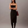Trägerloses Kleid aus gebürsteter Wollmischung