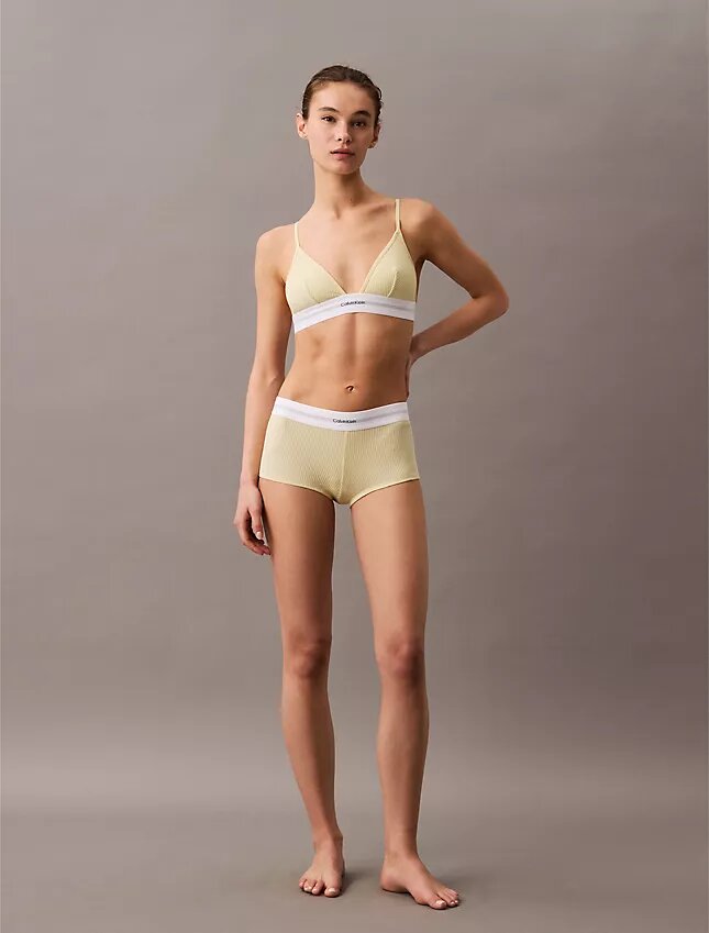 Triangel-Bralette aus Baumwoll-Modal-Stretch-Rippstoff, Unlined Triangel-Bralette aus Baumwoll-Modal-Stretch-Rippstoff, Unlined