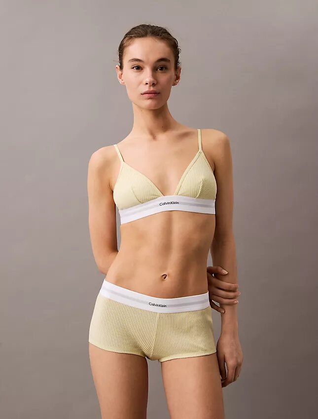 Triangel-Bralette aus Baumwoll-Modal-Stretch-Rippstoff, Unlined Triangel-Bralette aus Baumwoll-Modal-Stretch-Rippstoff, Unlined