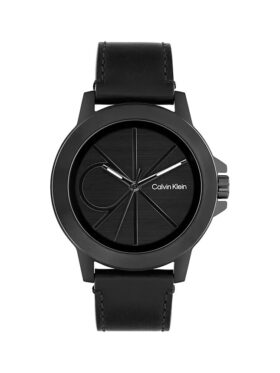 Uhr mit Emblem-Zifferblatt und Lederarmband
