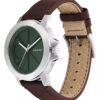 Uhr mit Emblem-Zifferblatt und Lederarmband Uhr mit Emblem-Zifferblatt und Lederarmband