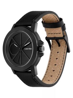 Uhr mit Emblem-Zifferblatt und Lederarmband