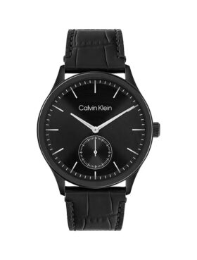 Uhr mit gebürstetem Zifferblatt und Lederarmband