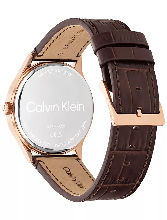 Uhr mit gebürstetem Zifferblatt und Lederarmband Uhr mit gebürstetem Zifferblatt und Lederarmband