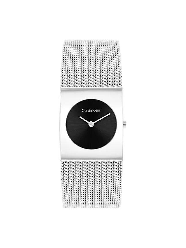 Uhr mit geometrischem Zifferblatt und Mesh-Armband Uhr mit geometrischem Zifferblatt und Mesh-Armband