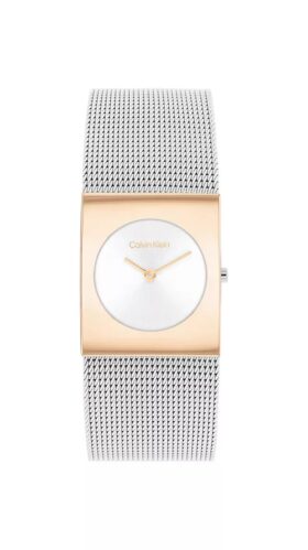 Uhr mit geometrischem Zifferblatt und Mesh-Armband