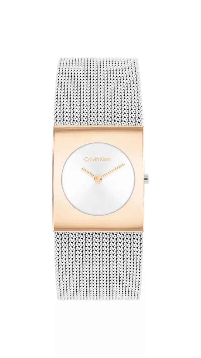 Uhr mit geometrischem Zifferblatt und Mesh-Armband Uhr mit geometrischem Zifferblatt und Mesh-Armband