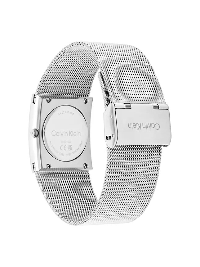 Uhr mit geometrischem Zifferblatt und Mesh-Armband Uhr mit geometrischem Zifferblatt und Mesh-Armband