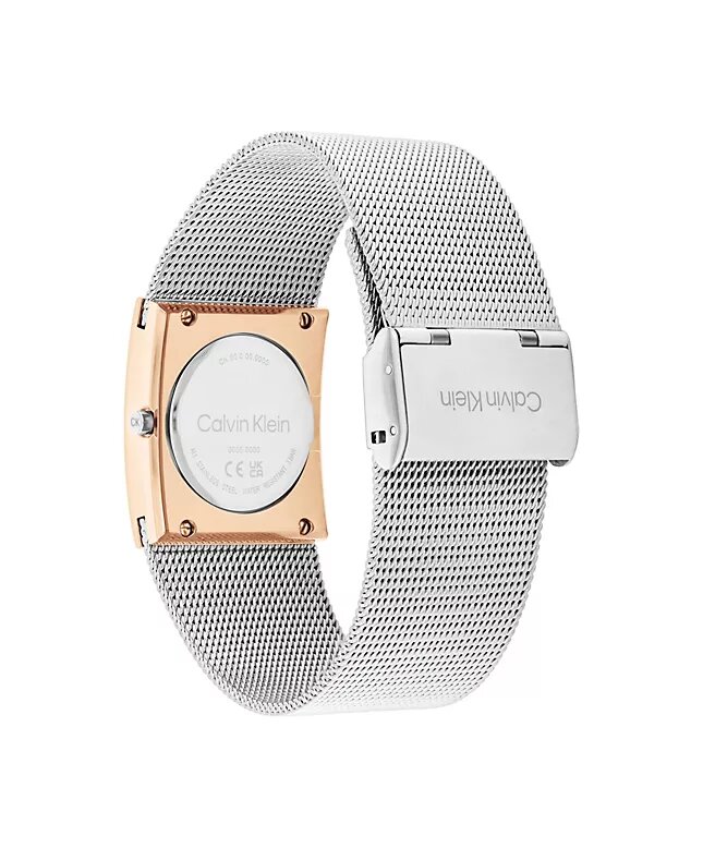 Uhr mit geometrischem Zifferblatt und Mesh-Armband Uhr mit geometrischem Zifferblatt und Mesh-Armband