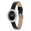Uhr mit konturierter Lünette, ovalem Zifferblatt und Lederarmband Uhr mit konturierter Lünette, ovalem Zifferblatt und Lederarmband