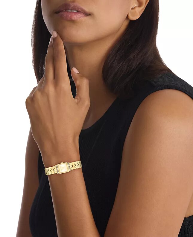 Uhr mit quadratischem Zifferblatt und Gliederarmband Uhr mit quadratischem Zifferblatt und Gliederarmband