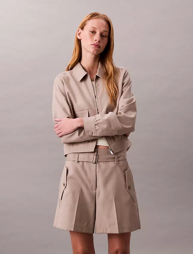Utility-Shorts aus Wollmischung mit Fischgrätenmuster Utility-Shorts aus Wollmischung mit Fischgrätenmuster