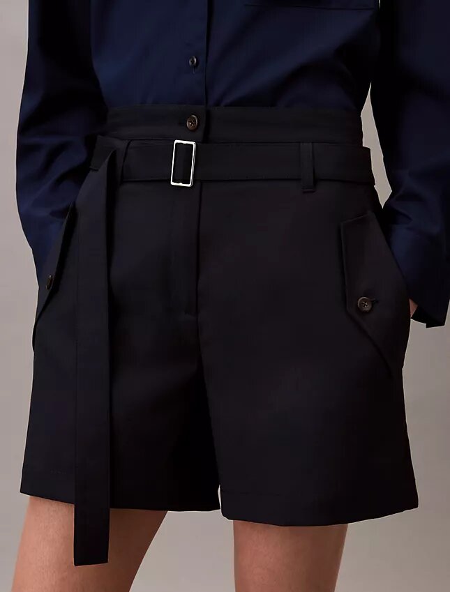 Utility-Shorts aus Wollmischung mit Fischgrätenmuster Utility-Shorts aus Wollmischung mit Fischgrätenmuster