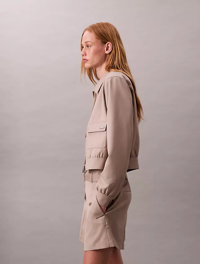 Utility-Shorts aus Wollmischung mit Fischgrätenmuster Utility-Shorts aus Wollmischung mit Fischgrätenmuster
