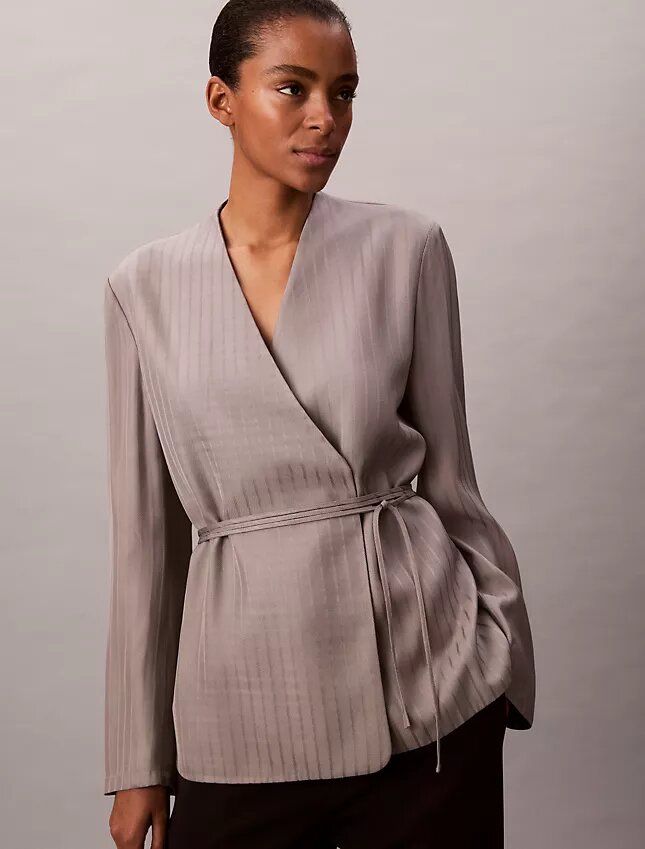 Viskose-Jacquard-Wickelblazer Viskose-Jacquard-Wickelblazer