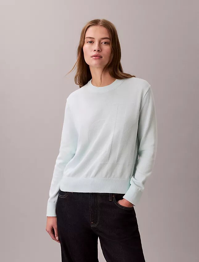 Weicher Baumwollpullover mit Monogram Weicher Baumwollpullover mit Monogram