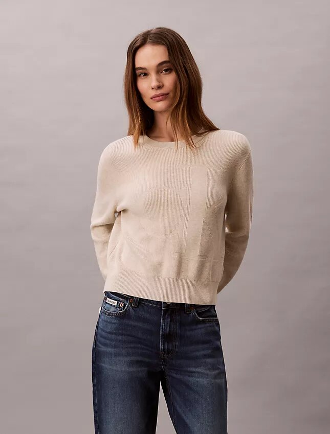 Weicher Baumwollpullover mit Monogram Weicher Baumwollpullover mit Monogram