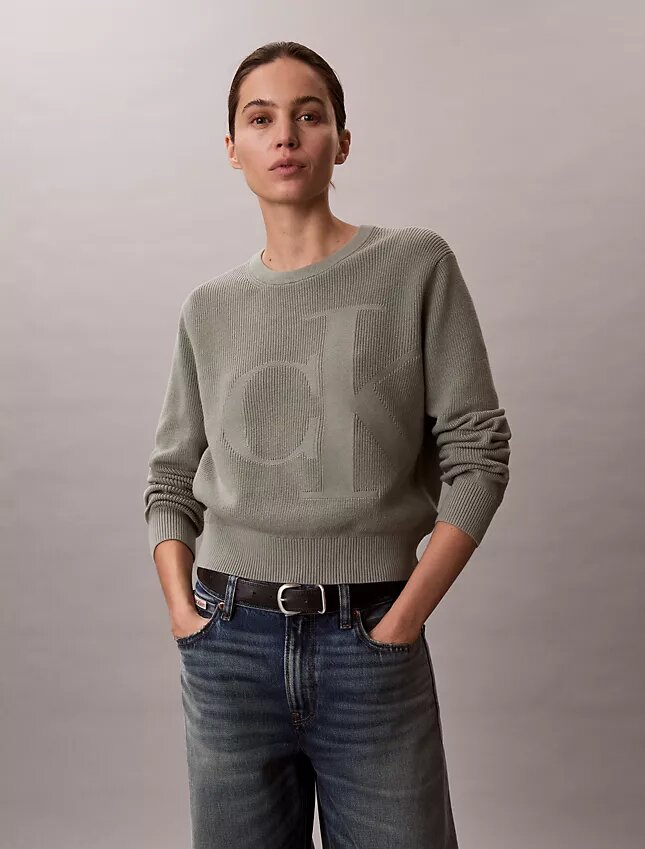 Weicher Baumwollpullover mit Monogram Weicher Baumwollpullover mit Monogram