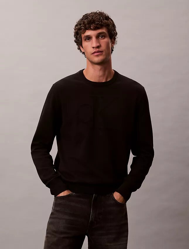 Weicher Baumwollpullover mit Monogram Weicher Baumwollpullover mit Monogram