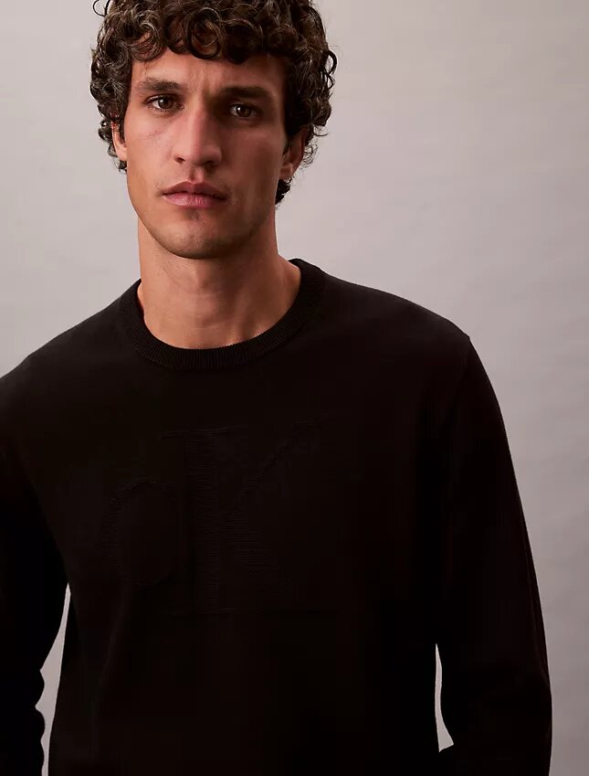 Weicher Baumwollpullover mit Monogram Weicher Baumwollpullover mit Monogram