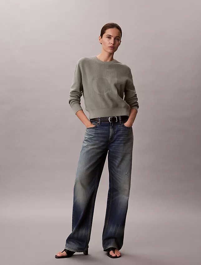 Weicher Baumwollpullover mit Monogram Weicher Baumwollpullover mit Monogram