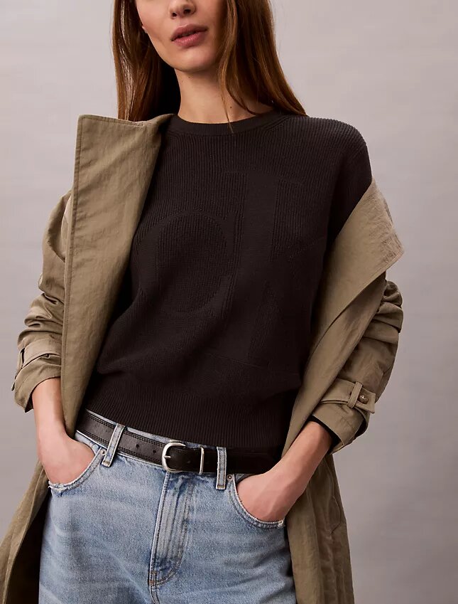 Weicher Baumwollpullover mit Monogram Weicher Baumwollpullover mit Monogram