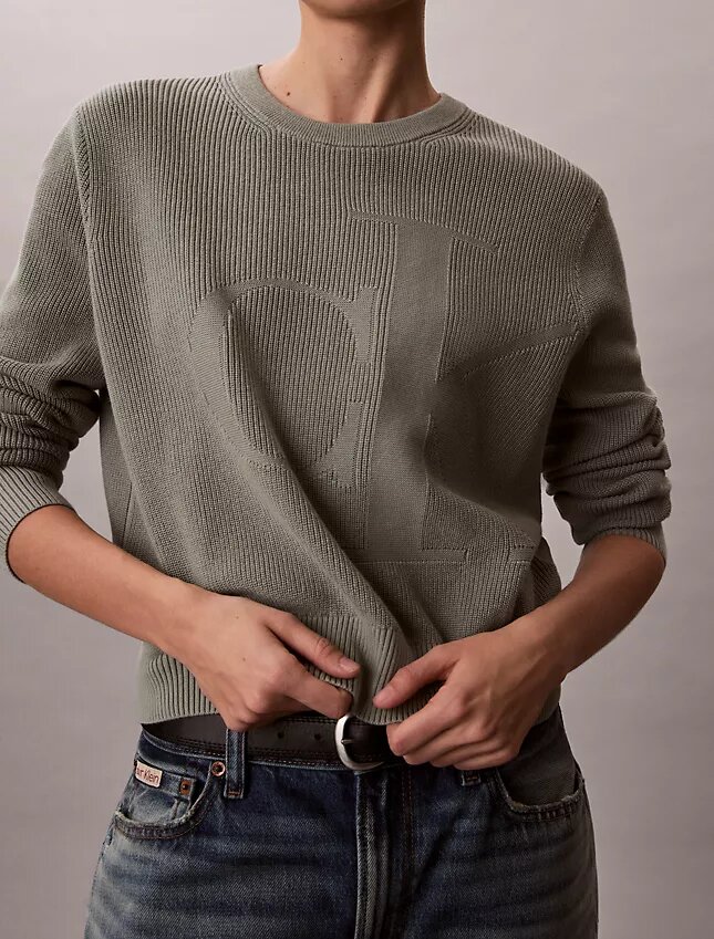 Weicher Baumwollpullover mit Monogram Weicher Baumwollpullover mit Monogram